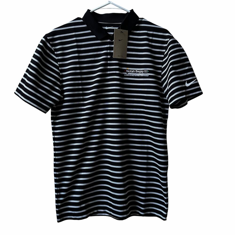 Nike Black Stripe Short Sleeve Polo - Men's Size Small